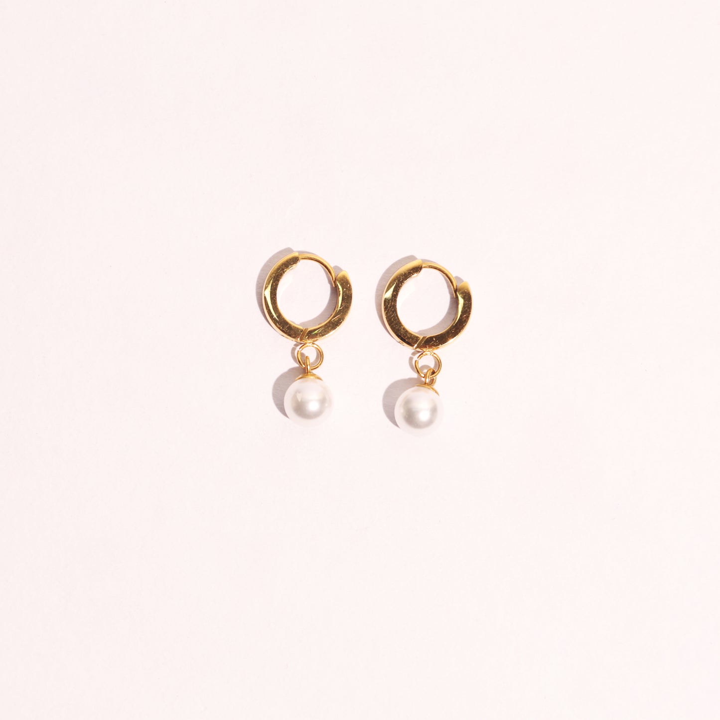 Classic Gold Hoop Earrings with Pearl Drop
