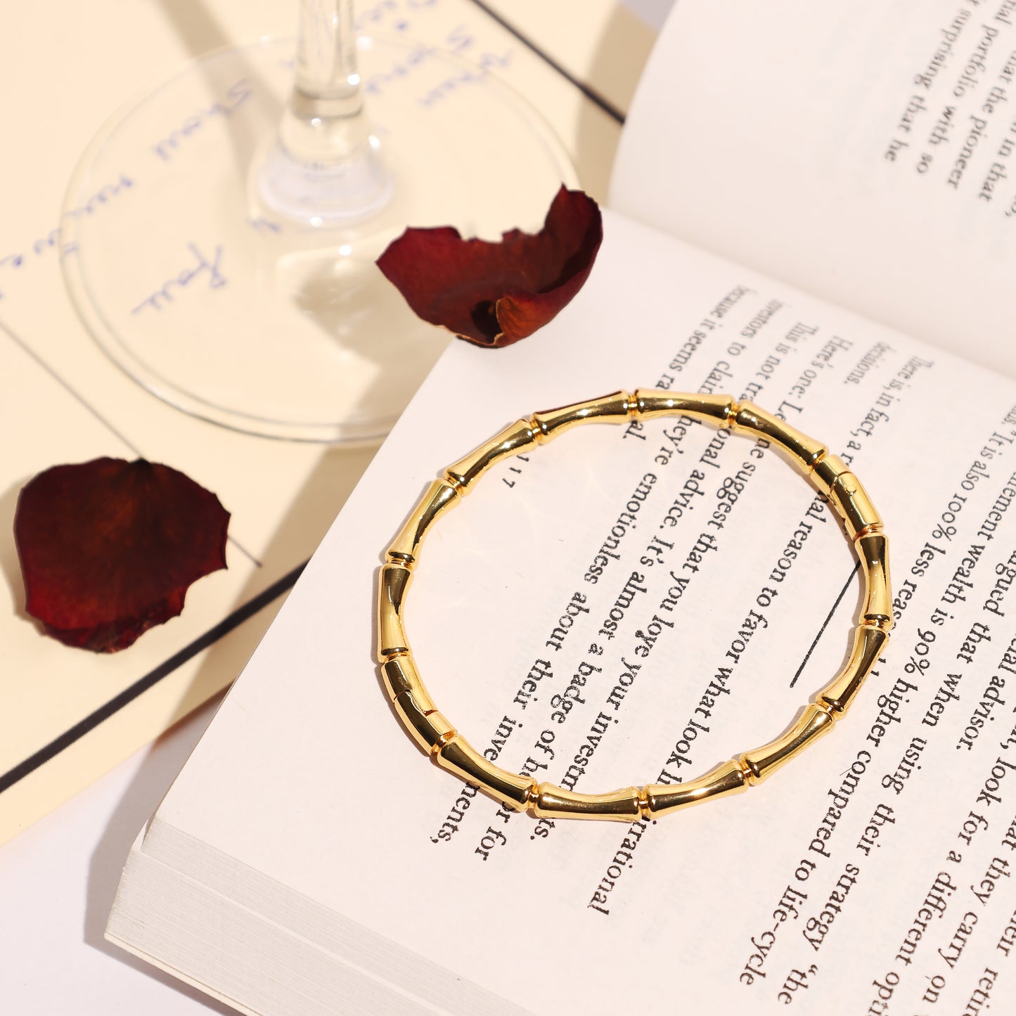 Golden Bamboo Luxe Bangle Bracelet - Anti-tarnish, Gold finish