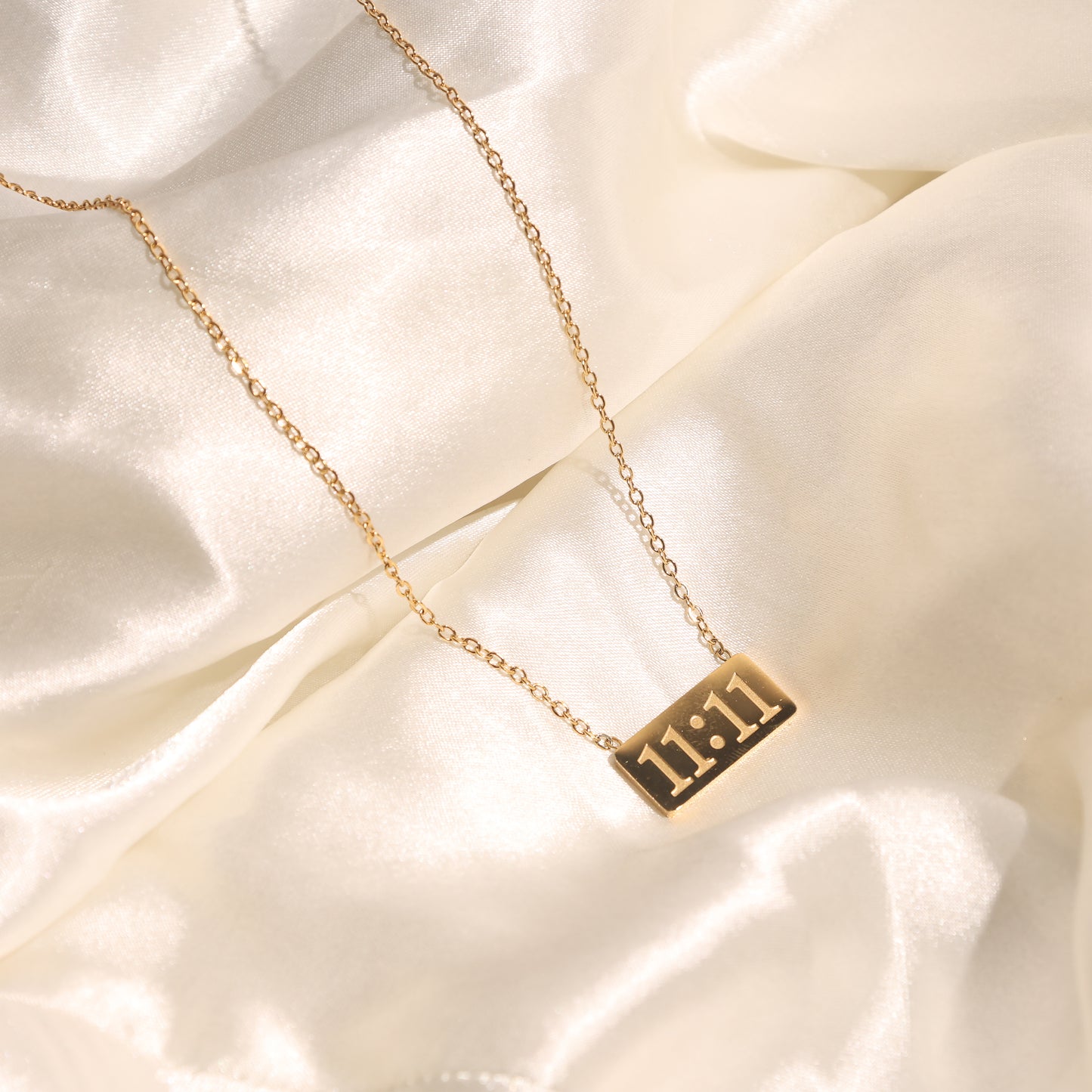 Golden 11:11 Rectangle Pendant Necklace