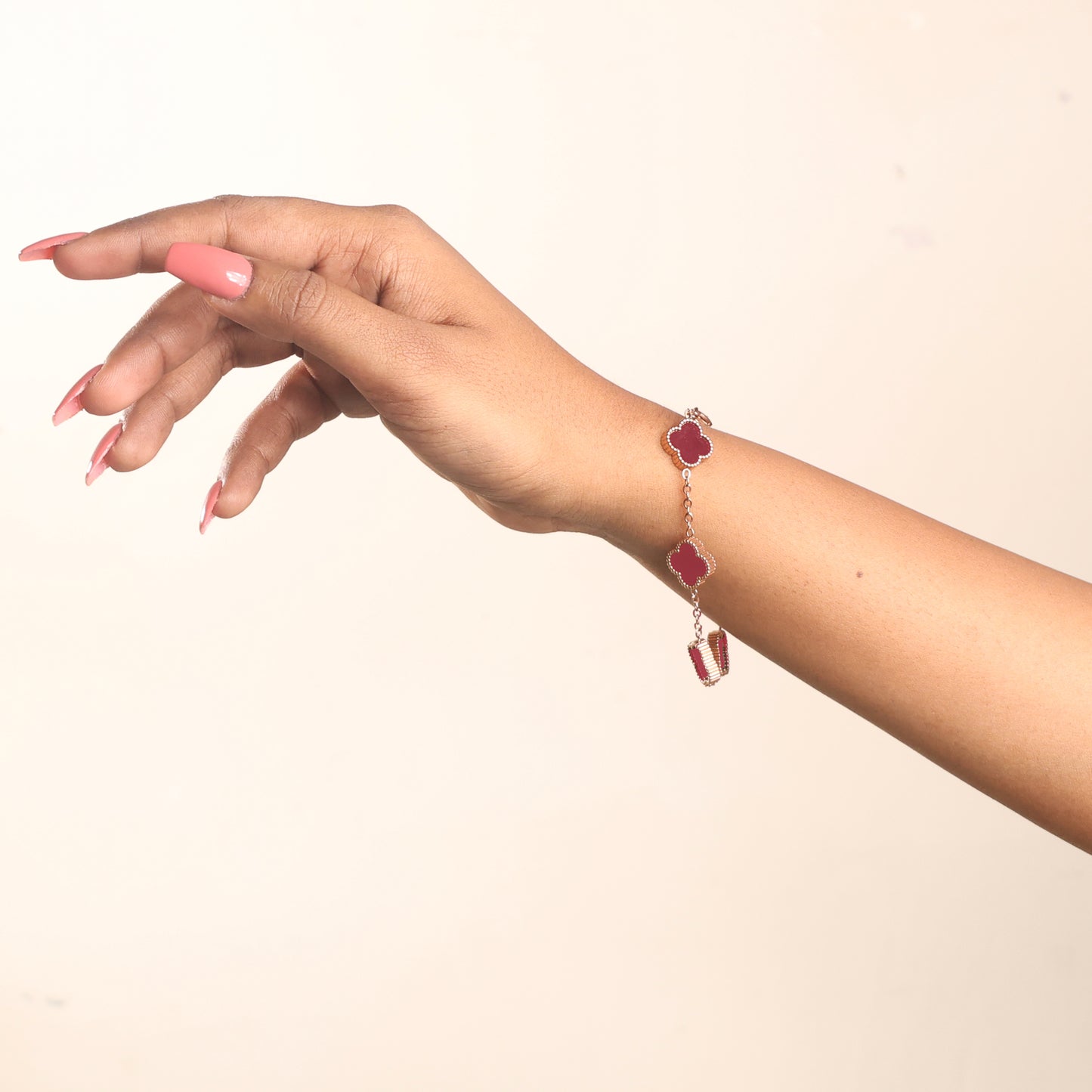 Crimson Clover Charm bracelet