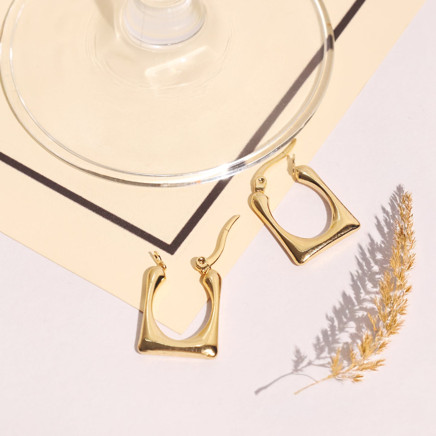 Golden Curve Statement Earrings