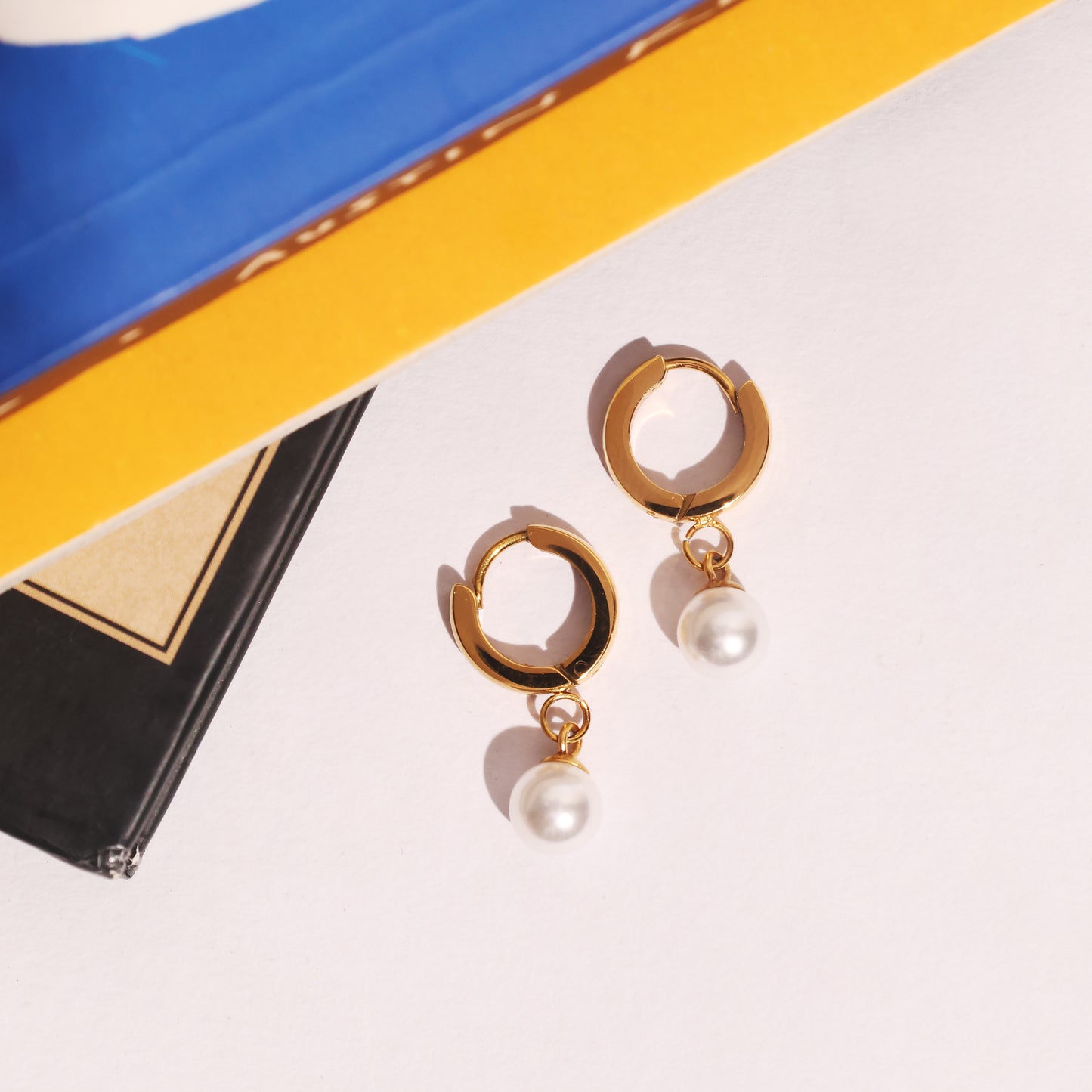 Classic Gold Hoop Earrings with Pearl Drop
