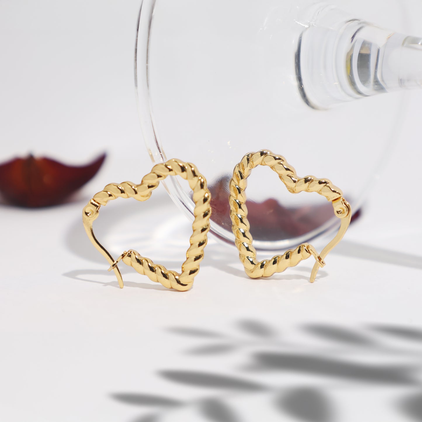 Twisted Heart Hoop 18K Gold Plated Earrings