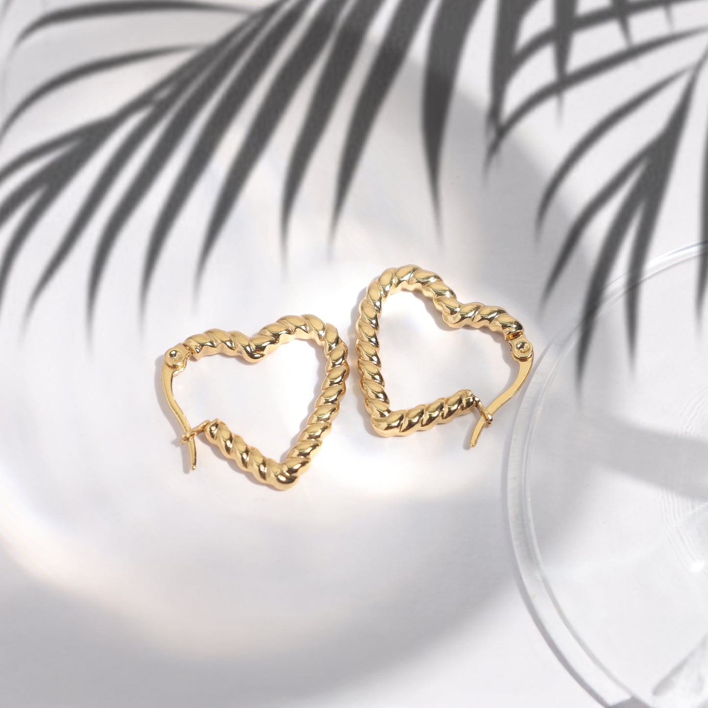 Twisted Heart Hoop 18K Gold Plated Earrings