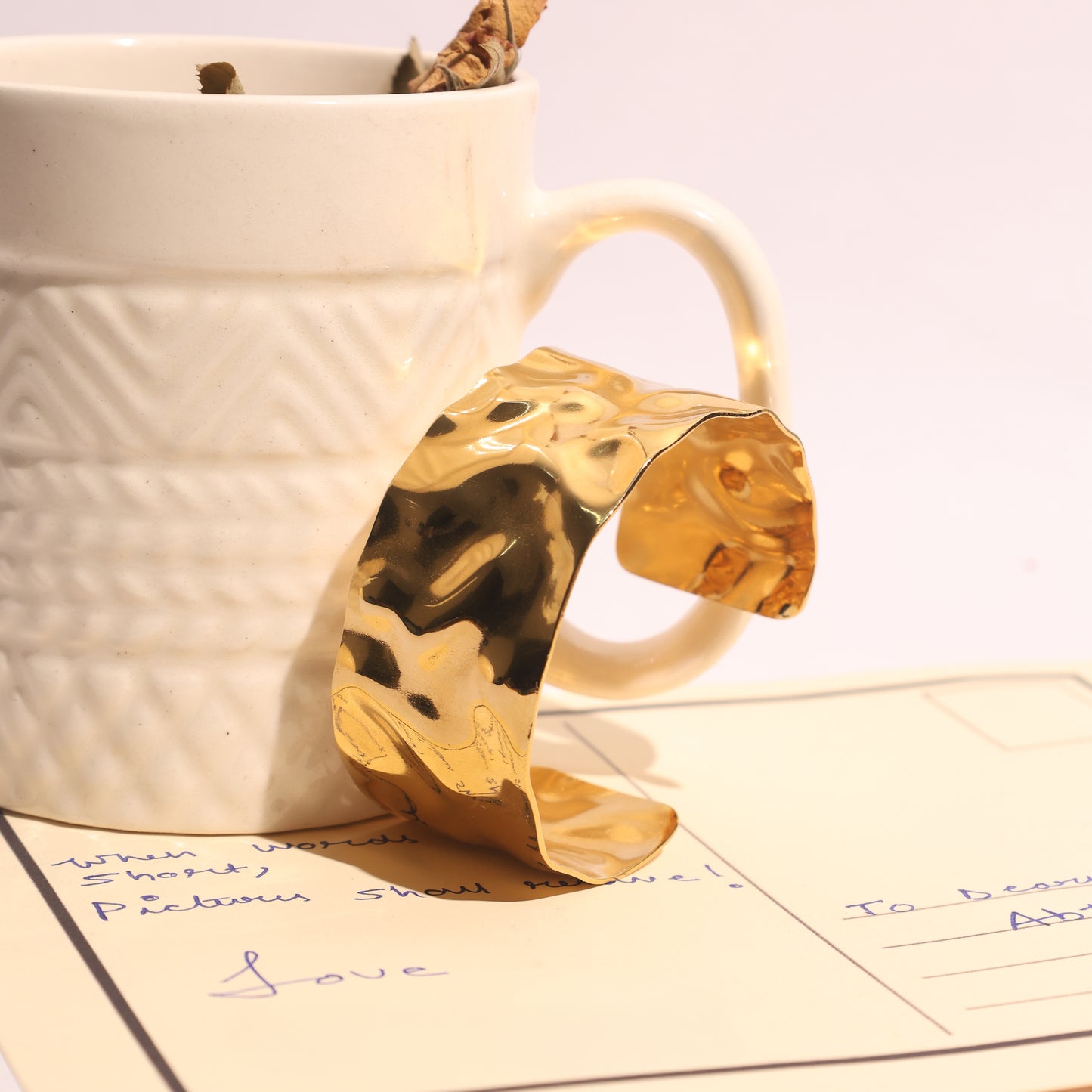 Stallae Hammered Gold Statement Cuff