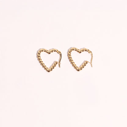 Twisted Heart Hoop 18K Gold Plated Earrings
