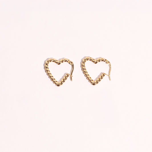 Twisted Heart Hoop 18K Gold Plated Earrings