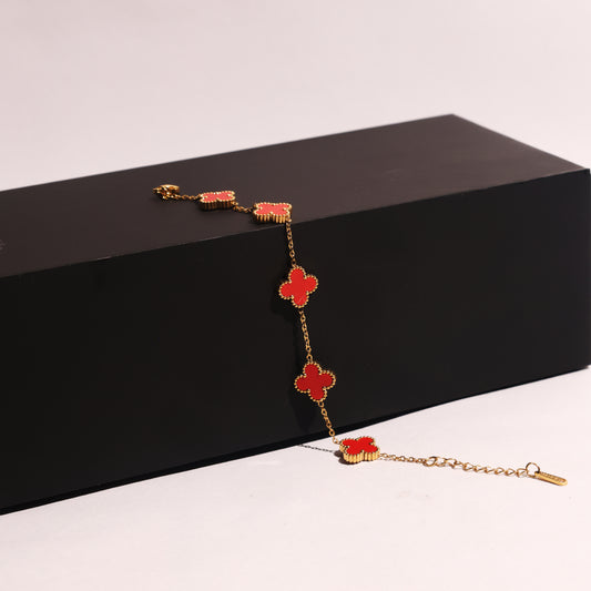 Crimson Clover Charm bracelet
