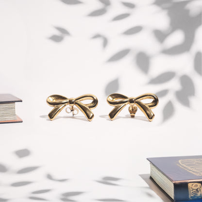 Stallae Golden Bow Knot Earrings