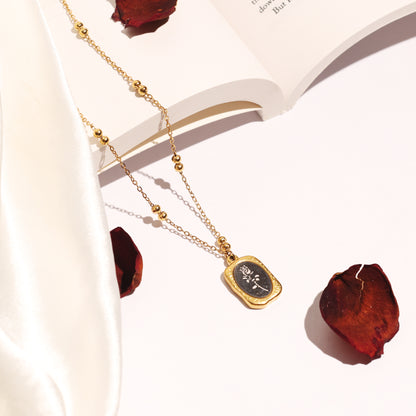 Vintage Rose Pendant Necklace in Gold