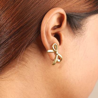 Stallae Golden Bow Knot Earrings