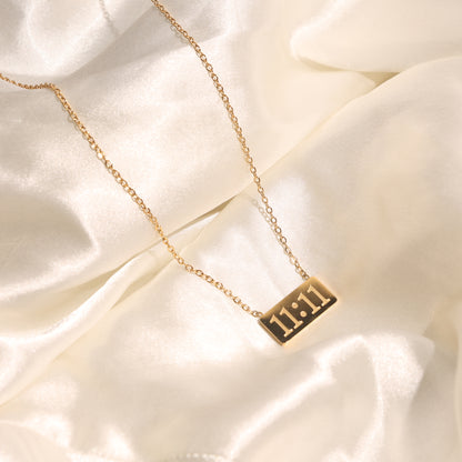 Golden 11:11 Rectangle Pendant Necklace