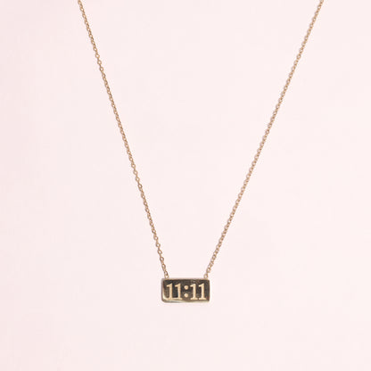 Golden 11:11 Rectangle Pendant Necklace