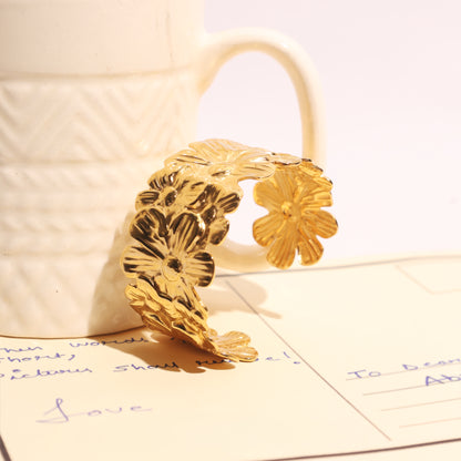 Stallae Floral Gold Cuff Bracelet